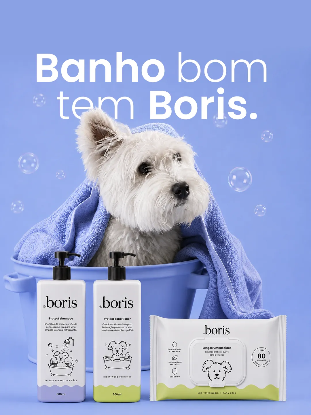 Campanha de banho Boris — capa do case